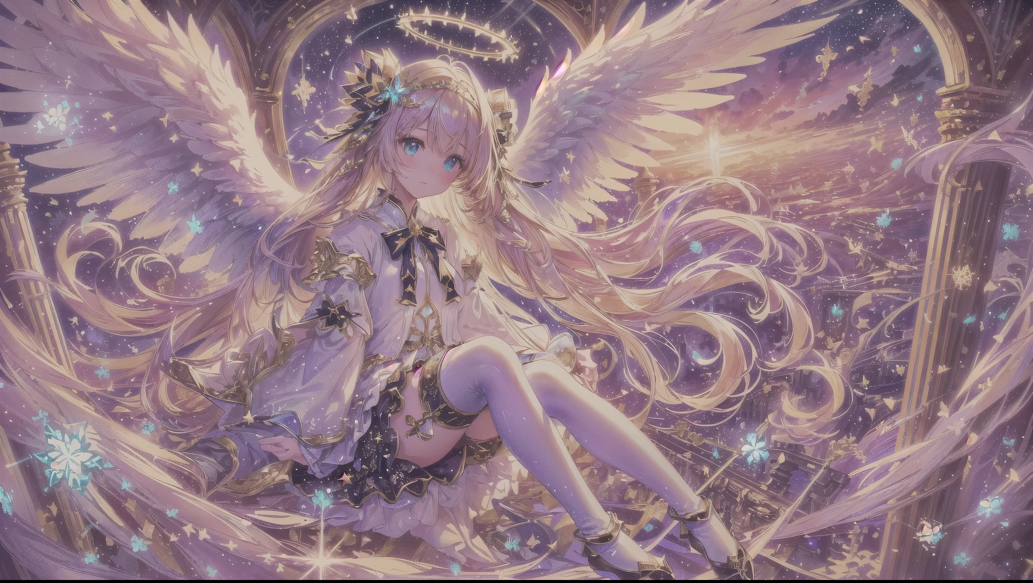  masterpiece, (textured skin), best quality, gorgeous beautiful girl, (a angel), detailed clothes,large breasts,narrow waist,, (beautiful face), cinematic lighting, (fantasy anime art ),