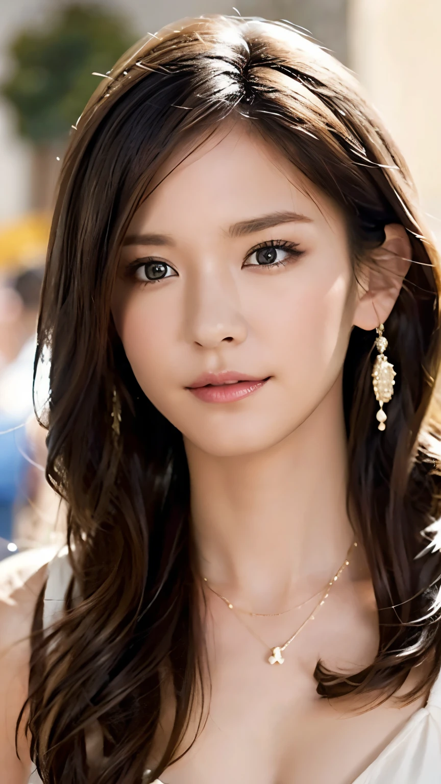 (So delicate and beautiful: 1.2), 1 girl, Robber Girl, bangs, Cute eyes, bow, Brown Hair, Mouth closed, Landscape, Hair between the eyes, hair bow両手を上に上げる, Going too far、look up、Looking at the audience, Medium Hair, Alone, Upper Body, ((Alone)), (masterpiece), blonde、Mister..々Dynamic pose、With a smile、naked、Hair with gentle inward waves,Gold Necklace_Big earrings,Extra Long Brown Hair、 ((深い森の中でオールヌードでGoing too farする美しい女性))、(nsfw:1.5)