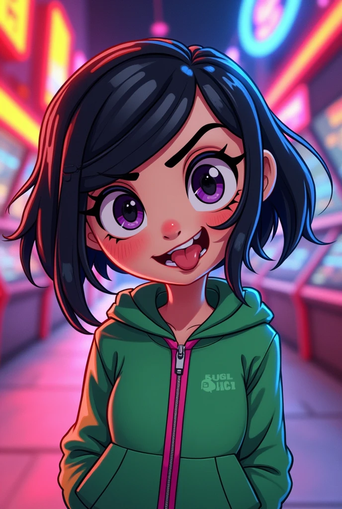 A Busty Well Fit Tomboy with Black hair and Green eyes (NSFW)