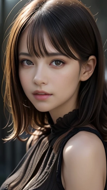 Envision a striking portrait in which the subject's face is sharply in focus