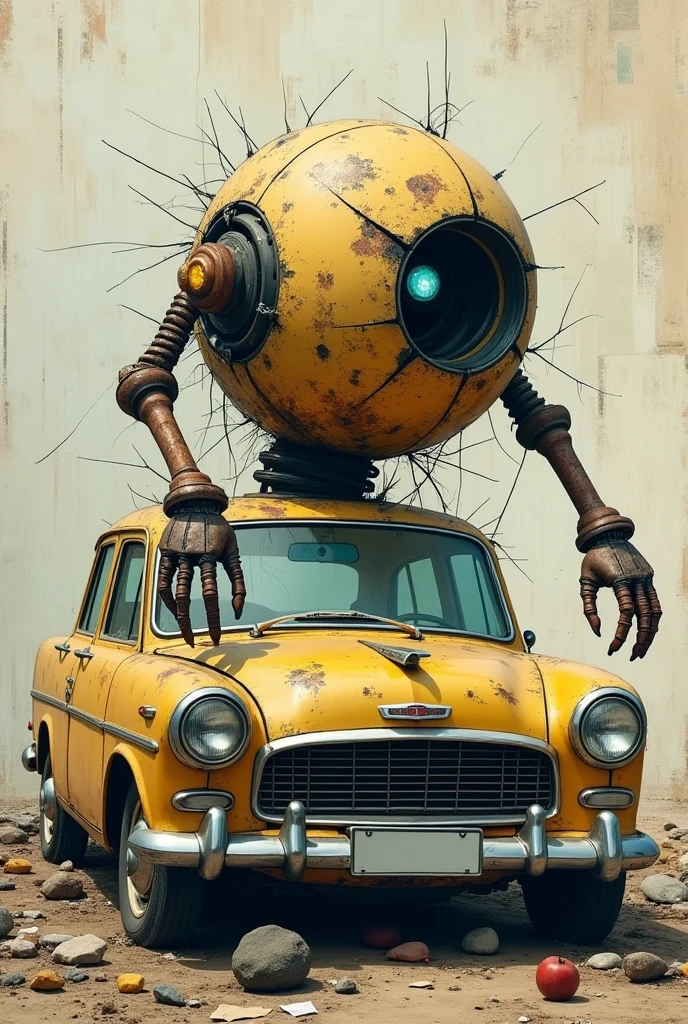 MinionStyle, Post-apocalyptic Wasteland Traffic Jam,Decomposing Matter, 8K, <lora:MinionStyle:0.8>