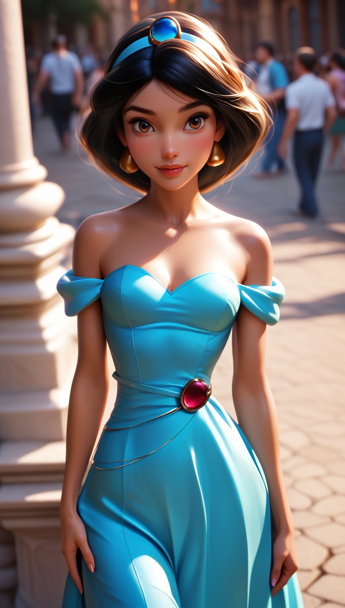 score_9, score_8_above, score_7_above, 1 ,jasmim,,Disney,dress, realistic skin texture, detailed image, aboveper body shot, HD32k