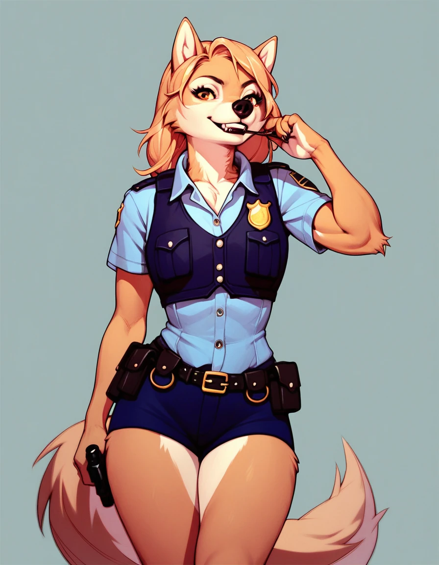 score_9, score_8_up, score_7_up, score_6_up, kate, wolf, anthro, lineart, police_wolf, _police vest