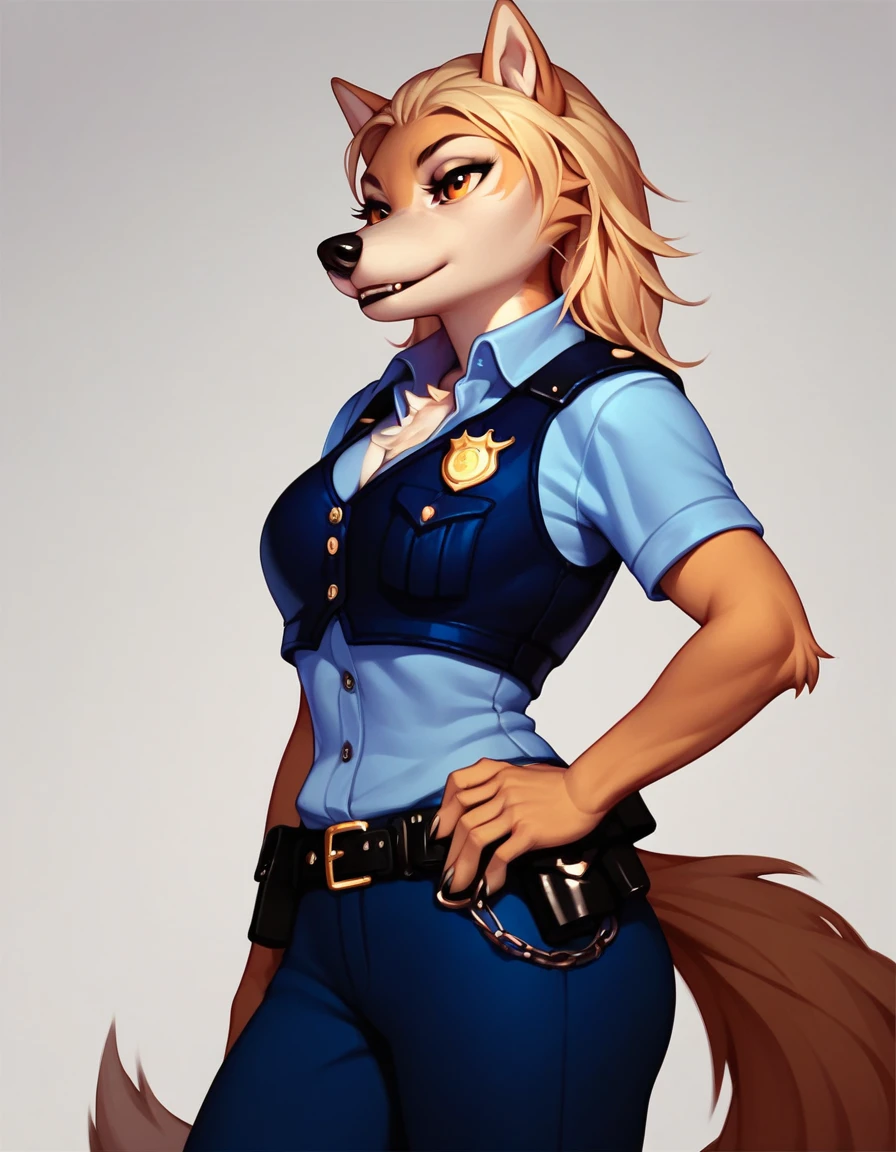 score_9, score_8_up, score_7_up, score_6_up, kate, wolf, anthro, lineart, police_wolf, _police vest