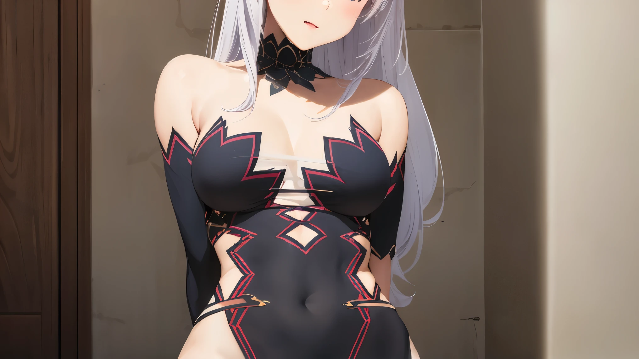 (best quality), (solo), 1girl, reona, silver hair, purple hair ,  long hair, purple eyes, sexy woman, hair between eyes, hair ornament, 
BREAK (witch costume:1.2),
BREAK nude , embarrassed, blush, shower, bathroom, peeking out, upper body, hiding behind wall, looking at you, ((arm behind back:1.5)),
BREAK ((top quality, 8k, masterpiece: 1.3, ultra hd, high quality, best quality, high definition, realism)), sharp focus: 1.5, Beautiful woman with Slim body, (perfect hands, perfect anatomy),