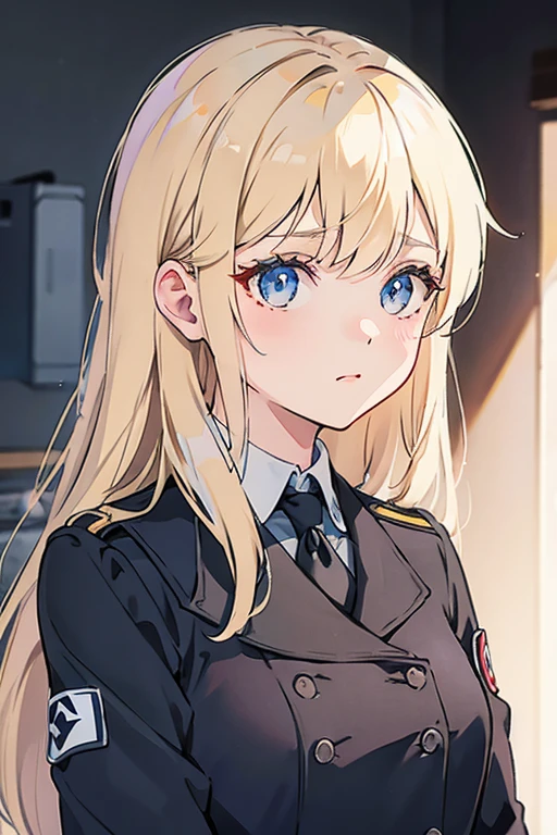 <lora:shimada_arisu:0.7>, shimada_arisu, one side up, military, black jacket, standing, looking at viewer,