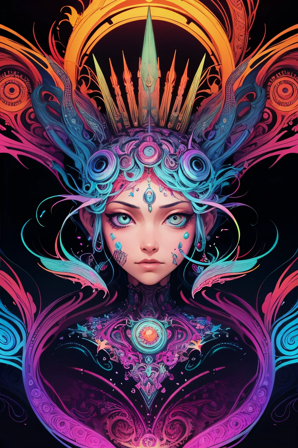 psychedelic trance album cover with fractals