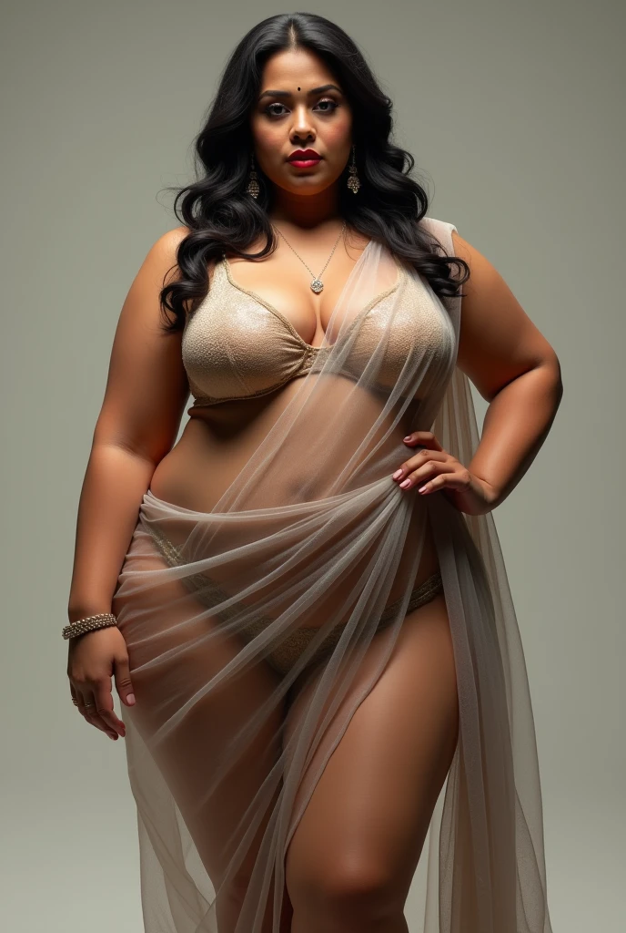 Clear transparent dress bigg medium body girls , front pose , sexyness, realistic image