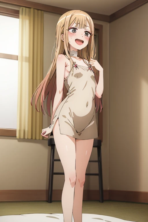 ((Best Quality)), ((masterpiece)), (be familiar with), Perfect Face, indoor, bedroom, Watching the audience,
One woman, Kitagawa Marin,
Open Mouth, Ecstatic expression, blush, smile,
Small breasts, Flat Chest, , , child, Girl,
Long Hair, Long Hair,
Leg spread,