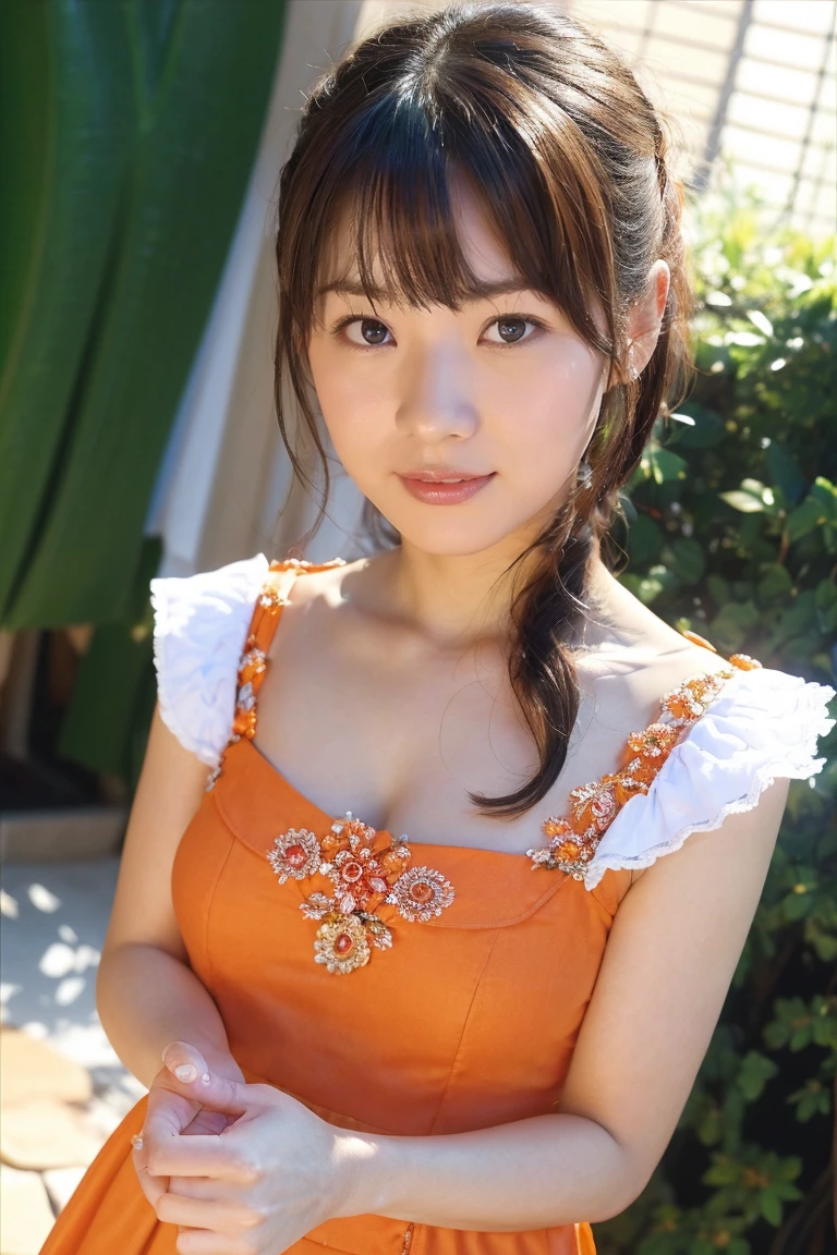 ((((1))),((Photorealistic))), ((AKB 48)), (Full body photo))), (Lens flare))),((Backlight)), (In the woods))((Clear stream deep in the dark mountains)),((Rock in the background)),((Straw hat with ribbon)),((Smiling)),((NIKON Z)),(19 years old))),(Small bust)))), ((((red lace dress)))), ((((Pore feeling)))), ((skin feeling)))), (((Photorealism: 6, realistic))))), (((sideways and turning around pose)),Perfect chest shape, bare buttocks, side ponytail, ribbon, hair ornament, pale skin, looking at the viewer, small waist
