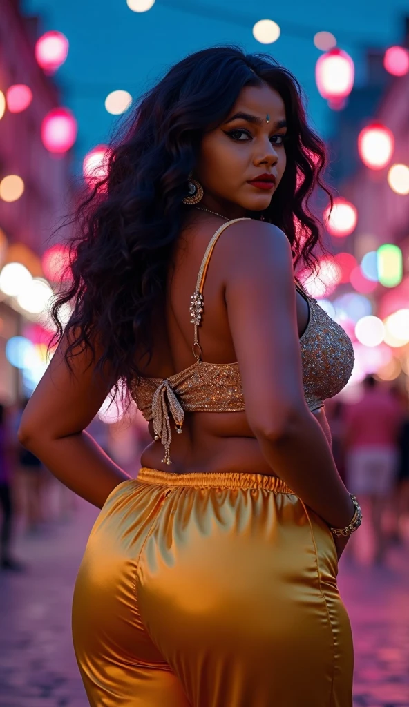 wearing blouse and folded skirt and floral panties, black hair, sweaty, 18 year old, indian village girl, short height, in bus, dusky, big eyes,  indian girls, messy hair, thin waist, beautiful open hair, wavy hair, pretty face, smirk, Indian, beautiful face, wearing bikini, highly detailed, vibrant, cinematic, ultra high quality 8K resolution, blade runner 8k, HDR, 500px, FUJIFILM, bokeh