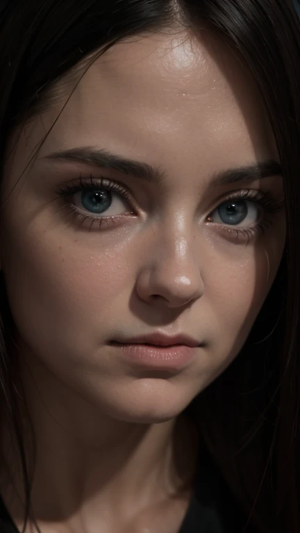 a girl with a gun, beautiful detailed eyes, beautiful detailed lips, extremely detailed eyes and face, long eyelashes, detailed facial features, high quality, 8k, ultra-detailed, realistic, photorealistic, photo-realistic, HDR, UHD, studio lighting, ultra-fine painting, sharp focus, physically-based rendering, extreme detail description, professional, vivid colors, bokeh, portrait, cinematic lighting, dramatic lighting, chiaroscuro, dark and moody, dystopian, intense colors, high contrast