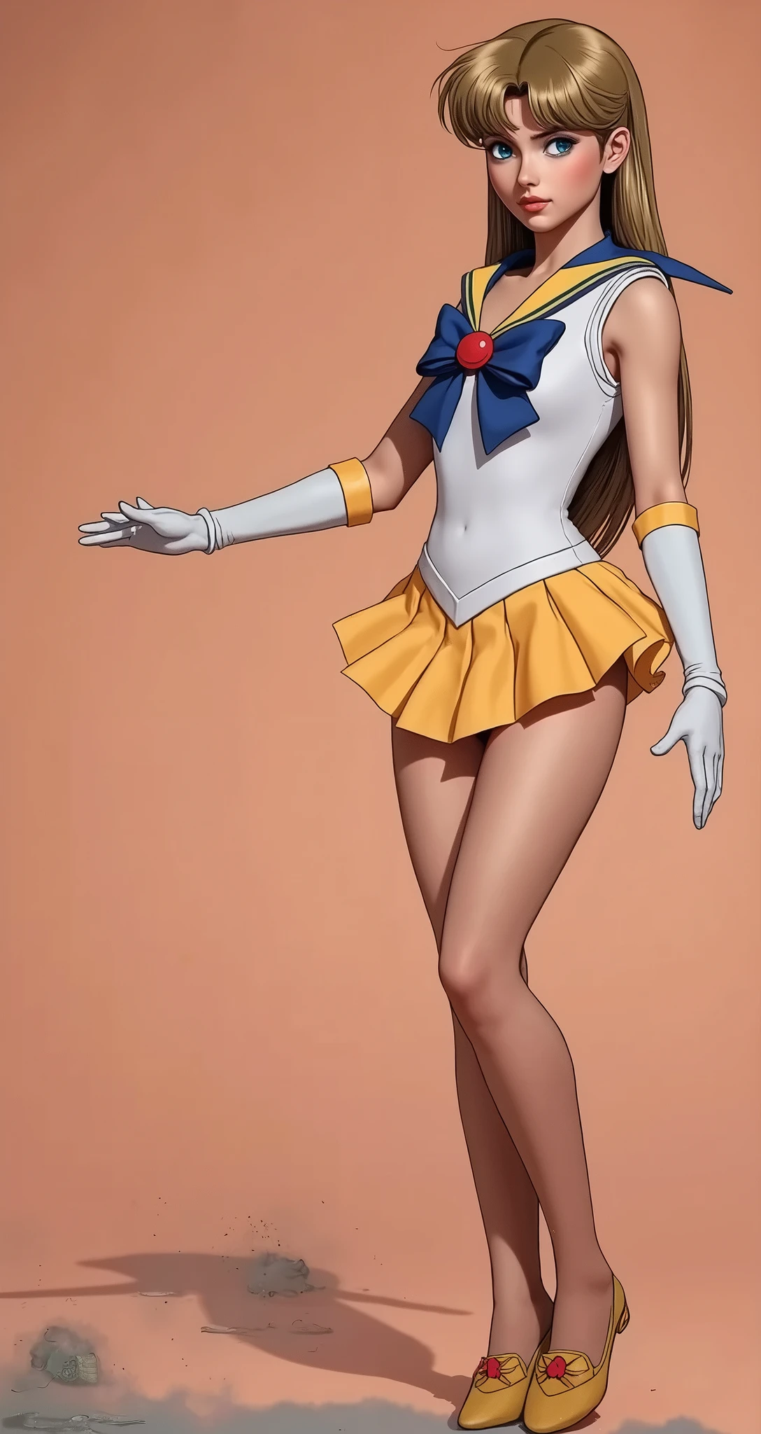 Rei Naruno who matches the original painting of Sailor Moon,delicated face,Purple bow,Sailor Mars Fire Seaweed, full bodyesbian,Japanese sailor suit,White V-neck top,High-waisted red bikini,Flesh-colored oily stockings to the waist,White combat gloves,warrior dress, Short top, , Golden decoration, Star-shaped brooch, Split front design, High split end,high-heels,huge tit,gigantic cleavage breasts,huge boob,Stand with your legs open,gigantic cleavage breasts,super gigantic breasts,high-heels,full bodyesbian,Oily stockings,High-waisted high-fork bikini