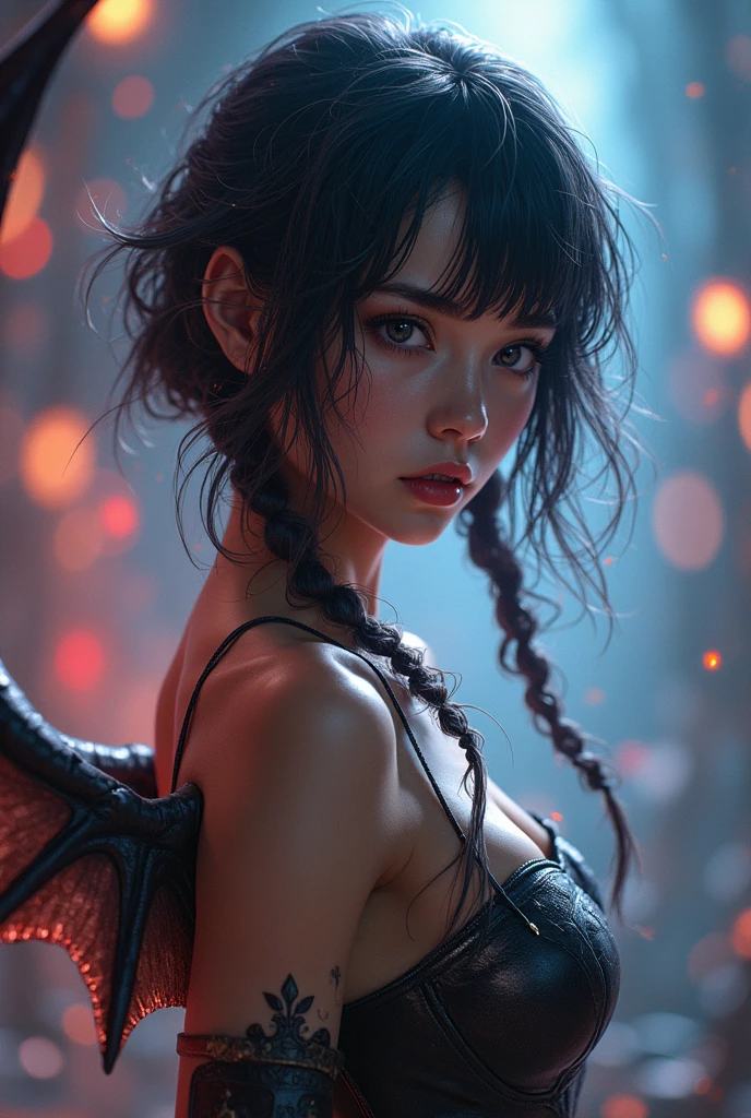 (1girl:1.3), Solo, (((Very detailed face)))), ((Very detailed eyes and face)))), Beautiful detailed eyes, Body parts__, Official Art, 8k unified wallpaper, Super detailed, beautiful and beautiful, beautiful, masterpiece, best quality, original, masterpiece, super fine photo, best quality, super high resolution, realistic realism, sunlight, whole body portrait, amazing beauty, delicate face, vibrant eyes, (frontal), detailed face, detailed complex background, detailed complex background, milky white, highly detailed skin, realistic skin details, visible pores, clear focus, volumetric fog, 8k uhd, DSLR, high quality, film grain, light skin, photorealism, lomography, futuristic dystopian megalopolis, translucent, dynamic pose, She wears a SpiderWoman costume in a lace bikini, Red and black color palette, half squat on a rocky overhang above a lake, back view, small buttocks, loving gaze towards the camera, slight smile --auto --s2