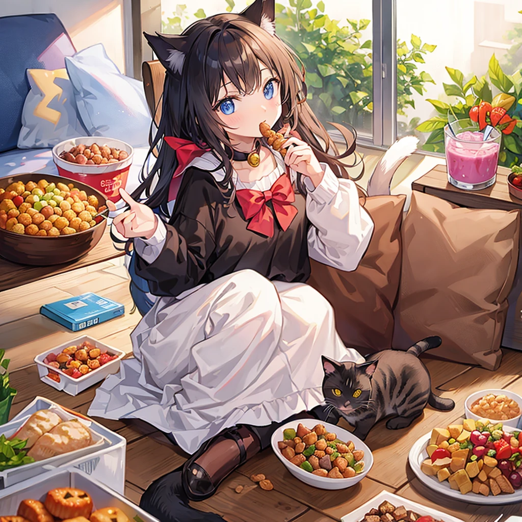 The cute Furry gay maid has little paws and I look at the soles of her feet, barefoot, jade feet, eating feet