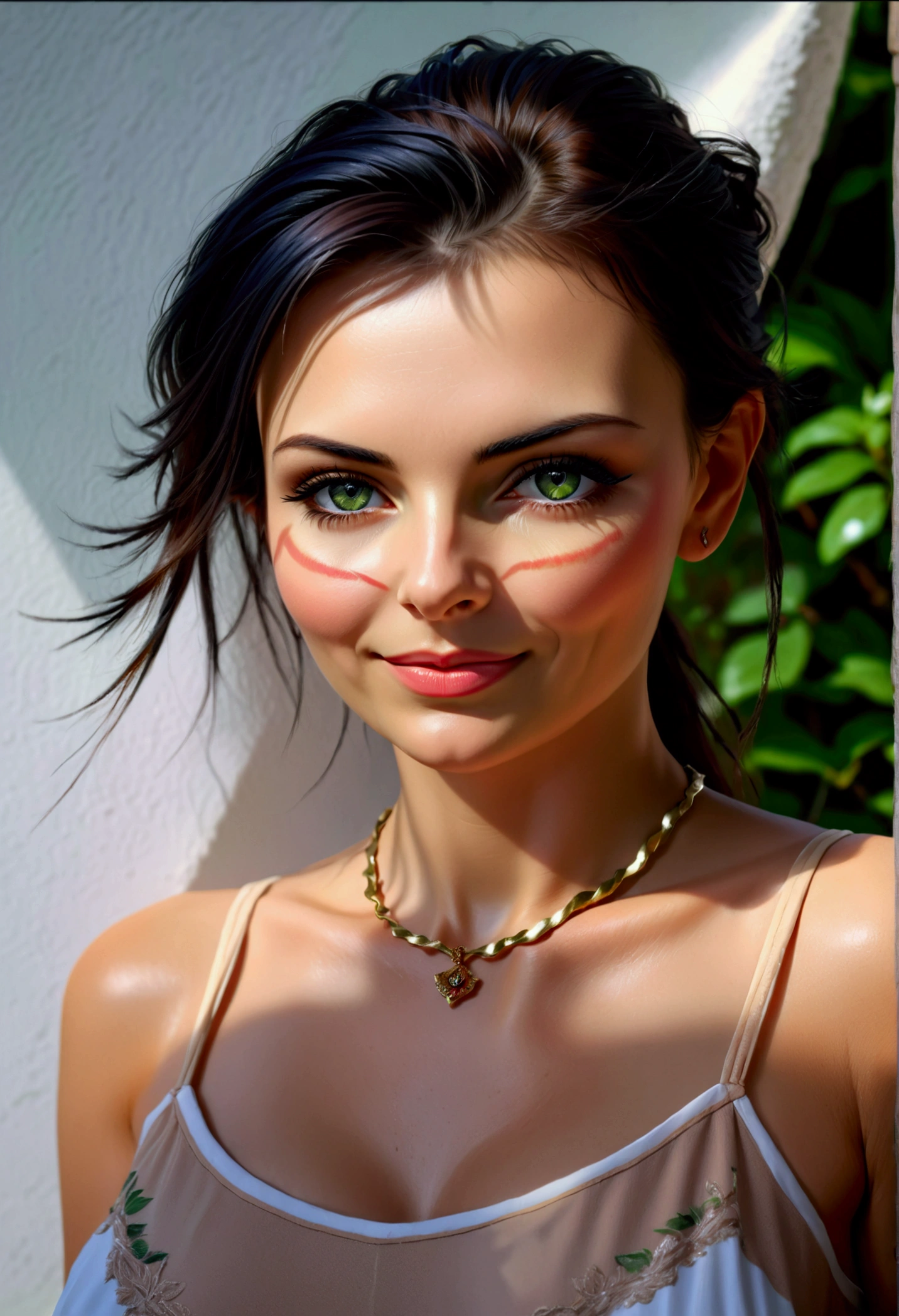 Close-up photo of <lora:DisneyBelle:0.7> disneybelle, brown hair, [[brown eyes]], makeup, blush, lipstick, ponytail, hair bow, [[earrings]], <lora:breastsizeslideroffset:0.3>, <lora:add_detail:1>, (yellow dress), background of a palace hall, <lora:Sagging Breasts v1:1.2> (cleavage:1.2), (sagging breasts:1.2)