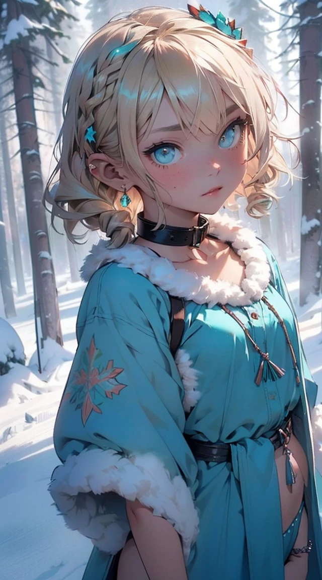 (((1 toddler:1.4))), (baby face), (round face), (little chest), (blonde long hair:1.2, big forhead:1.2), (straight cut bangs:1.2), blonde hair, shiny hair, hairgrip, curled eyelashes:0.6,(beautiful big eyes:1.3), intricate eyes,beautiful detailed eyes,symmetrical eyes,big eyes:1.5,(apricot eyes:1.2), extremely detailed cute anime face, clear pale blush, dark brown skin, solo,🦄,🌈,kawaii,(((lustrous skin:1.5,tanned skin,bright skin: 1.5,skin tanned,shiny skin,very shiny skin,shiny body))),((nsfw)),((little ,chibi))),((small tiny body)),,(((()))),((flat chest)),
mini skirt,(navel),(snowflake wreath),winter clothes,(((intricate outfit,intricate clothes,embroidered outfit,ornate outfit,embroidered clothes,ornate clothes))),
(dynamic pose:1.0),embarrassed,(centered,scale to fit dimensions,Rule of thirds),
((snowy pine forest)),winter,scenery:1.25,((intricate scenery)),((snow forest background)),Christmas tree,
(Glossy winter ornaments),highres,sharp focus,(ultra detailed,extremely detailed),(photorealistic artwork:1.37),(extremely detailed CG unity 8k wallpaper),(((vibrant colors,vibrant theme))),(intricate),(masterpiece),(best quality),