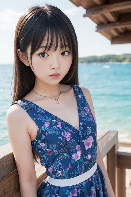 8k、Ocean Background、Neat ,  people, (slim, small, flat, small)、Frilled one-piece dress, Twin tails, Realistic, (Detailed skin texture), Super detailed, Highly detailed face, Detailed lips, Fine grain, ****************、Delicate eyebrows、Little baby face、Professional photography、Staring at the audience、South Island Sea、Whole Body Ezbian,NSFW,penis, Cowgirl, (vaginal,sex), woman on top,1peopleの男, Nipple show