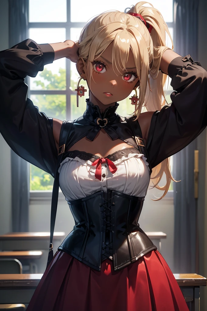 Shiny blond hair, very long hair, sophisticated haircut, ((((hair fully braided)))), ((small twisted braids)), thin and oval face, submissive, (((gagged))), ((((black tight corset)))), ((((tight skirt)))), cute and blushing 18 years old anime girl, look away because she is embarrassed and blushes, bright blue eyes, detailed face, detailed members, detailed arms, detailed hands, ((((sparkling diamond jewelry)))), tiara, ((makeup)), high heels, puffy sleeves, long gloves, long eyelashes, Girl lying, tied by ropes, shackled, can no longer move, tied tightly, very hard tied up with lots of ropes, hampered by so many ropes that she can no longer move, bound hands and feet, ropes tie his whole body, tied extremely tightly and forcefully to her bed by a lot of ropes, its limbs are strongly tied together by ropes, his torso is tied up with thick cords, her chest is so tied up with ropes that it sticks out, her legs are tied tightly with thick ropes, his hands are tied behind his back with ropes, she can no longer move her feet, her hands which are tied by thick ropes, she desperately tries to free herself, likes to be tied tight with big ropes, likes to be immobilized by big ropes, lying down, his hands and feet are strongly tied to the railing of his bed, his legs are pressed together and tied with ropes, its limbs are held vigorously by imposing ropes, her hands are tied securely behind her back by ropes, her chest is compressed by strong ropes, she is pressed against her bed and restrained by large ropes (shibari, arms behind the back:1.4), (hands on the back), (masterpiece, best quality) 1.5, 1girl, solo, (sexy, beautiful woman, perfect face, perfect eyes, perfect hands), samus aran, (shibari, arms behind the back:1.4), (hands on the back), Spread the legs, s&#39; ((lie in bed by big ropes)), ((close up of the girl)), ((((lie in bed))))