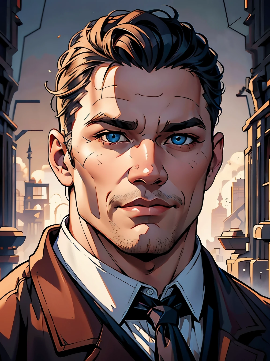 Male character, Sherlock Holmes examining an element that could be crucial evidence in a crime, Cartoon image of a man. Cartoon style illustration, cartoon art style, cartoonish art style, digital illustration style, highly detailed character design, detailed digital art courage, forest fan art, portrait character design, beautiful digital illustration, high quality portrait, comic art, young man with beautiful hair, blue eyes, very strong, period clothing depicting the 1920s