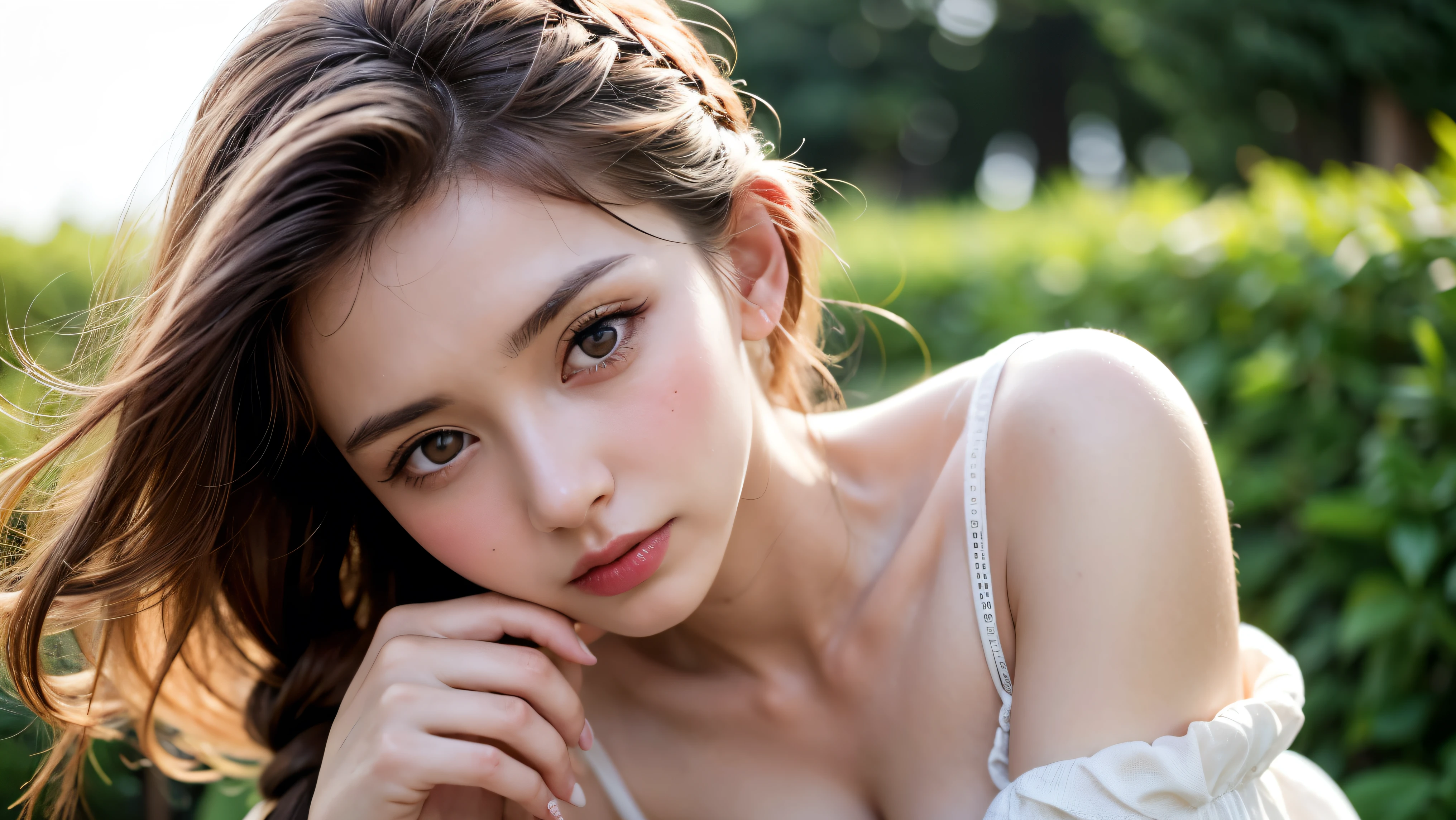 ((((beautiful brown hair))))、((small head))、Beautie、Beautuful Women、Japan Idol、(Perfect body:1.1)、(年轻)、(beautiful brown hair with short wavy:1.2)、(((8K))、(( Raw photography)))、(((a white bikini)))、(Highly detailed 8k wallpapers)、(extremely delicate and beautiful)、(​masterpiece)、(top-quality:1.0)、(超A high resolution:1.0)、beautiful  lighting、Perfect Lightning、realistic shadow、[hight resolution]、 Detailed skin、ultra-detailliert、thin clavicle、perspired、爆乳、huge tit、beutiful breast、red blush、Photorealsitic、Lifelike face、realisticeyes、is looking at the camera、a smile、 Lips with pink lips、natural make up、The best very happy smile、((best qualtiy)), ((tmasterpiece)), huge filesize, ultra-detailliert, hight resolution, ighly detailed, top-quality, ​masterpiece、full bodyesbian、Three-dimensional depiction、all-fours、all-fours、all-fours、((Show your))、((Show your))、Rear view、Rear view、Rear view、Rear view、s ass、s ass、s ass、s ass、A sexy