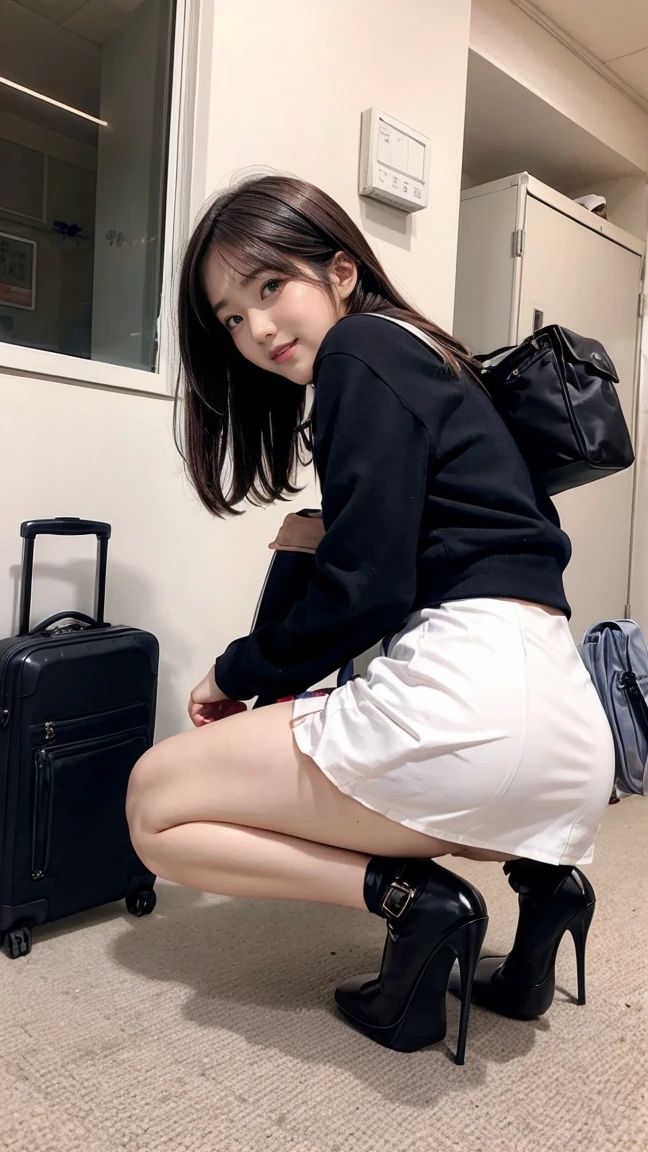 Inside the train, 3 Japan girls、Cross your arms、highest quality,live-action, Navy blue knee socks、Black loafers shoes、ベンチに座って膝同士をつけてInner thighsに足を開いて(M-shaped legs:1.8), Inner thighs、Crying face,　Real,  8k, Japan 13-year-old girl, Height: 130cm, Small breasts, A Cup,, A thin, wet white T-shirt, black and white plaid skirt, Small breasts(A Cup),   I can see your pants、((Big eyes)), RAW Photos, alone, Facing forward、No makeup、Ecstatic expression, Idol&#39;s face, Delicate girl, Upper Body, , Digital single-lens reflex camera, Looking at the audience, Frank, Sophisticated, Thin arms, Soft rays of light、Professional Lighting,  chromatic aberration, (Eye and facial details:1.0), ((Browsing Caution:1.7、Realistic))、1 girl, ((Girls&#39; school uniform)), Looking at the audience, Young Face 、 Small breasts, Beautiful thighs,　Thin thighs, Perfect legs, toned legs