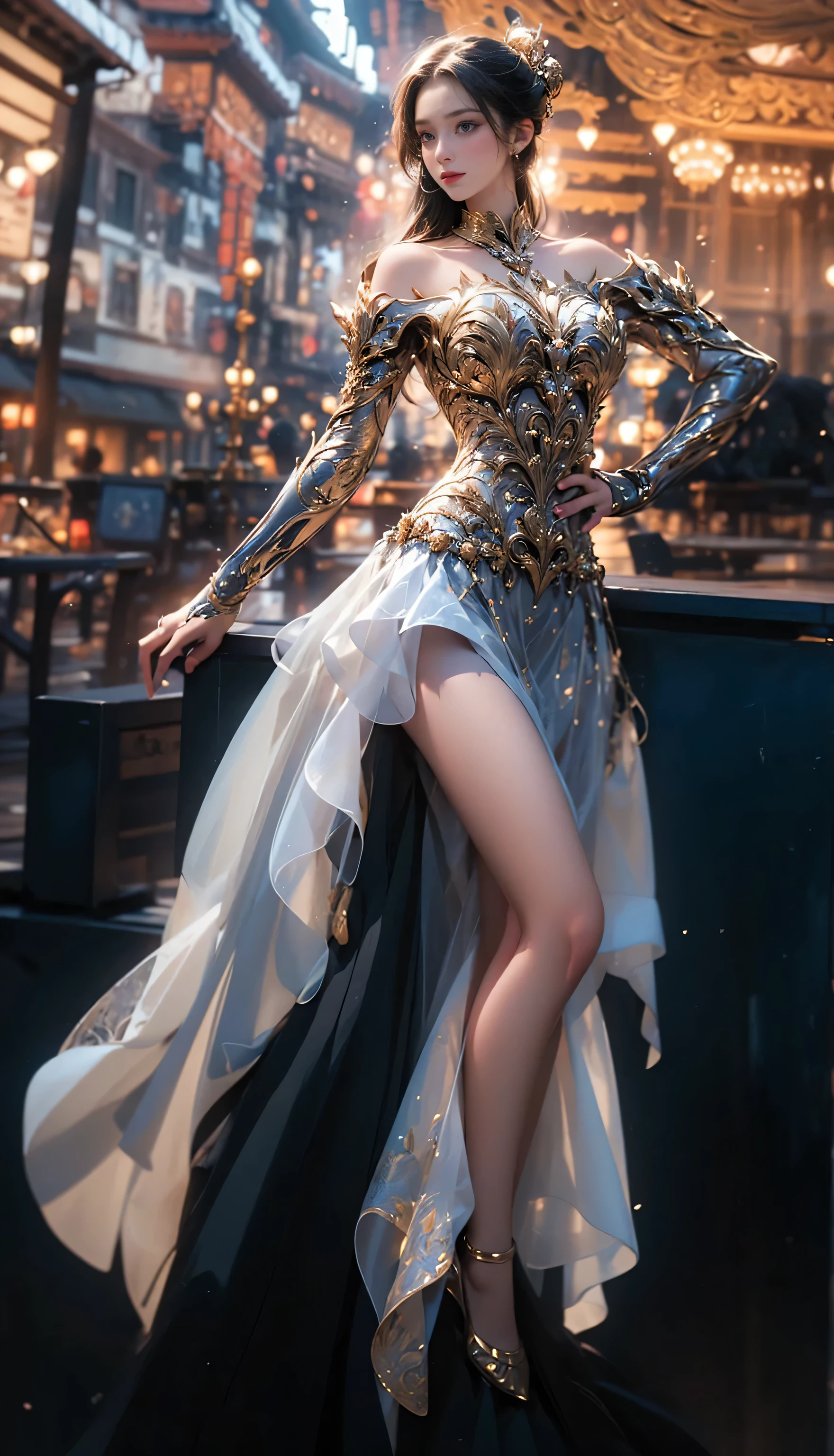glowing,, ((Bare shoulders)), ((Full breasts)), ((The skirt is short)), ((Sexy legs)), ((whole body)), Practical, Fashion girl, Red lips, Mature women, Exquisite makeup, big eyes, beautiful, (best quality, masterpiece:1.2), Ultra Detailed, (Practical:1.37), ((Random scenes, Random shooting angles)), ((Sexy long legs)), Young and energetic, Charming model, (Delicateeyes, Delicate lips), Show a bright smile, Create stunning girl images, warm color, Very high color saturation, Official Art, Extremely detailed CG, Unity 8K Wallpaper, (High Dynamic Range :1.4), (Movie atmosphere),(Soft colors), (Natural skin texture, ultra-Practical, Soft Light, sharp),(Very detailed), night, moonlight