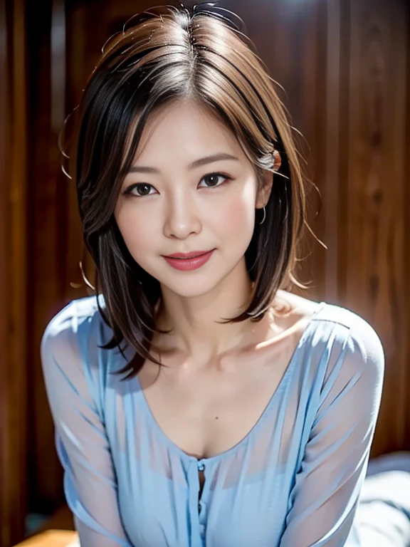 best quality, masterpiece, ultra high res, (photorealistic:1.4), RAW photo,
from above, front-view, upper-body-shot,
1girl, the most Japanese popular idol,
((wearing surprisingly loose sweater)), ((leaning forward)), y designed bra, downblouse, innocent smile,
extremely cute face, absolutely beautiful biges, pretty wet lips, amazingly beautiful small breasts, beablack hair, exactly beautiful skins,
detailed face, detailed eyes, detailed lips, detailed breasts, detailed htailed skin
