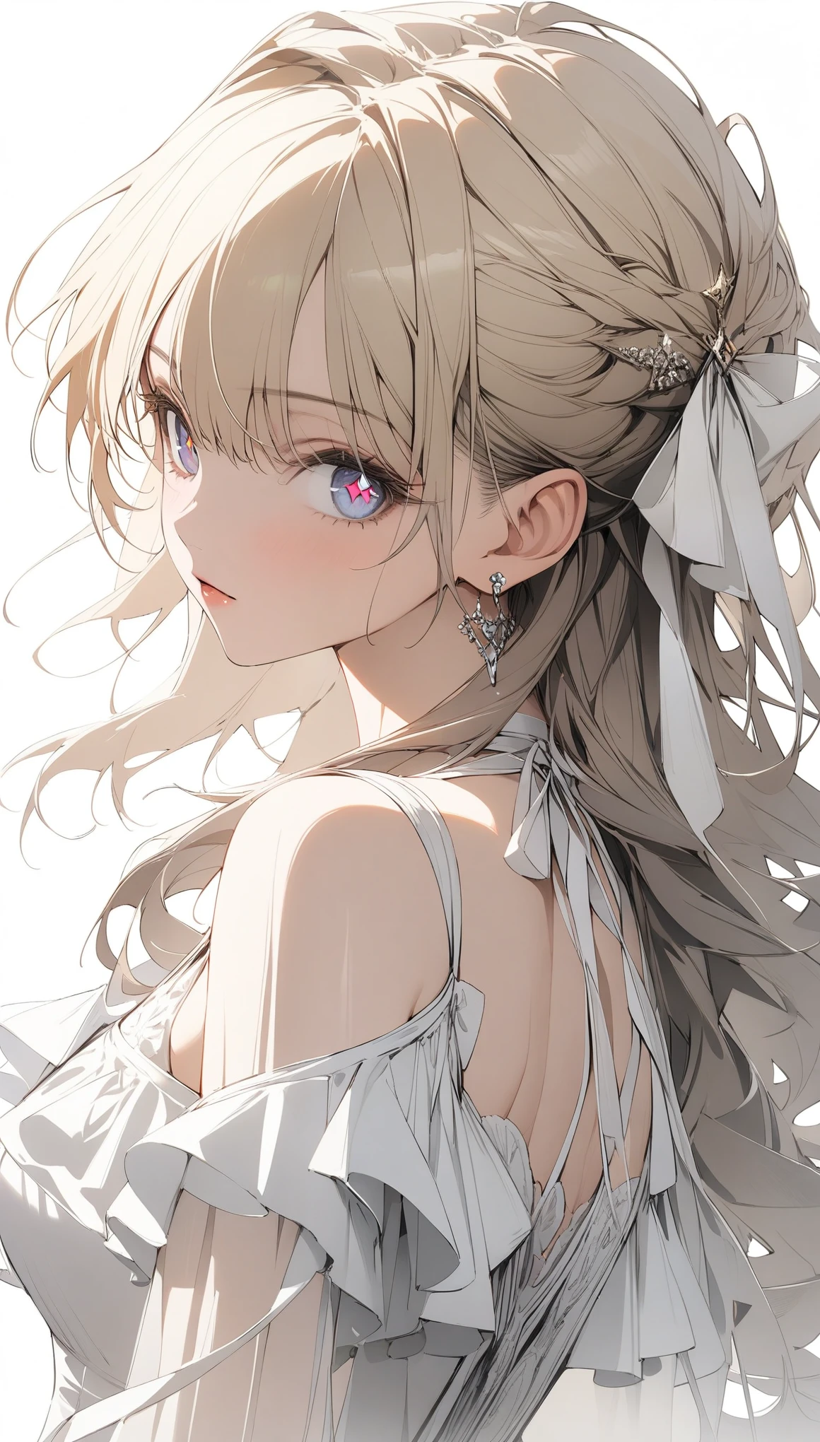 A close up of a woman with long hair and a bow - SeaArt AI