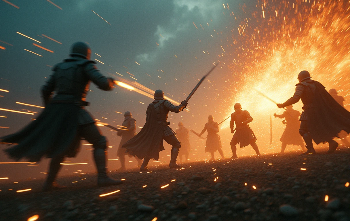 Realistic, 4k, cinemactic, um anjo com grandes asas nas costas, roupas pretas, uma espada, a hood on the head in the background image of the war (caos), master part