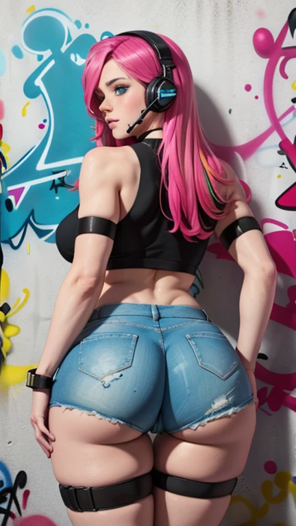 Makima \(chain saw man\), holding knife, Blood Rain, 1girl in, Yui, permanent, redhair, Long braided hair, Golden Eyes, fringe, medium breasts⁩, White shirt shows through, tie, stay, they are sinful:1.2), look at viewr, dark backgrounds, pant rack pan quality, glistning skin, top-quality, High resolution, pantyshot 、 masutepiece, Looking back, ass forcus, Pants, ((Panties visible through the shot, (panty lines:1.3)Panties that are transparent through black pants