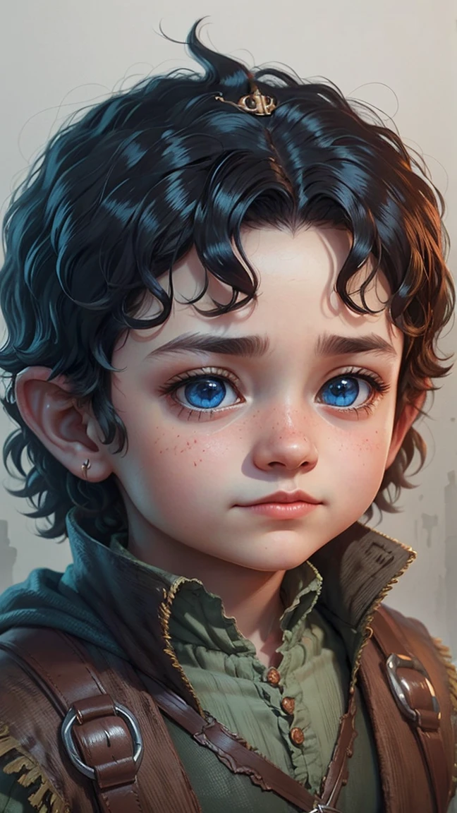 (cbzbb:1.25), portrait of cutest frodo baggins blue eyes , artstation, CGI_Animation,