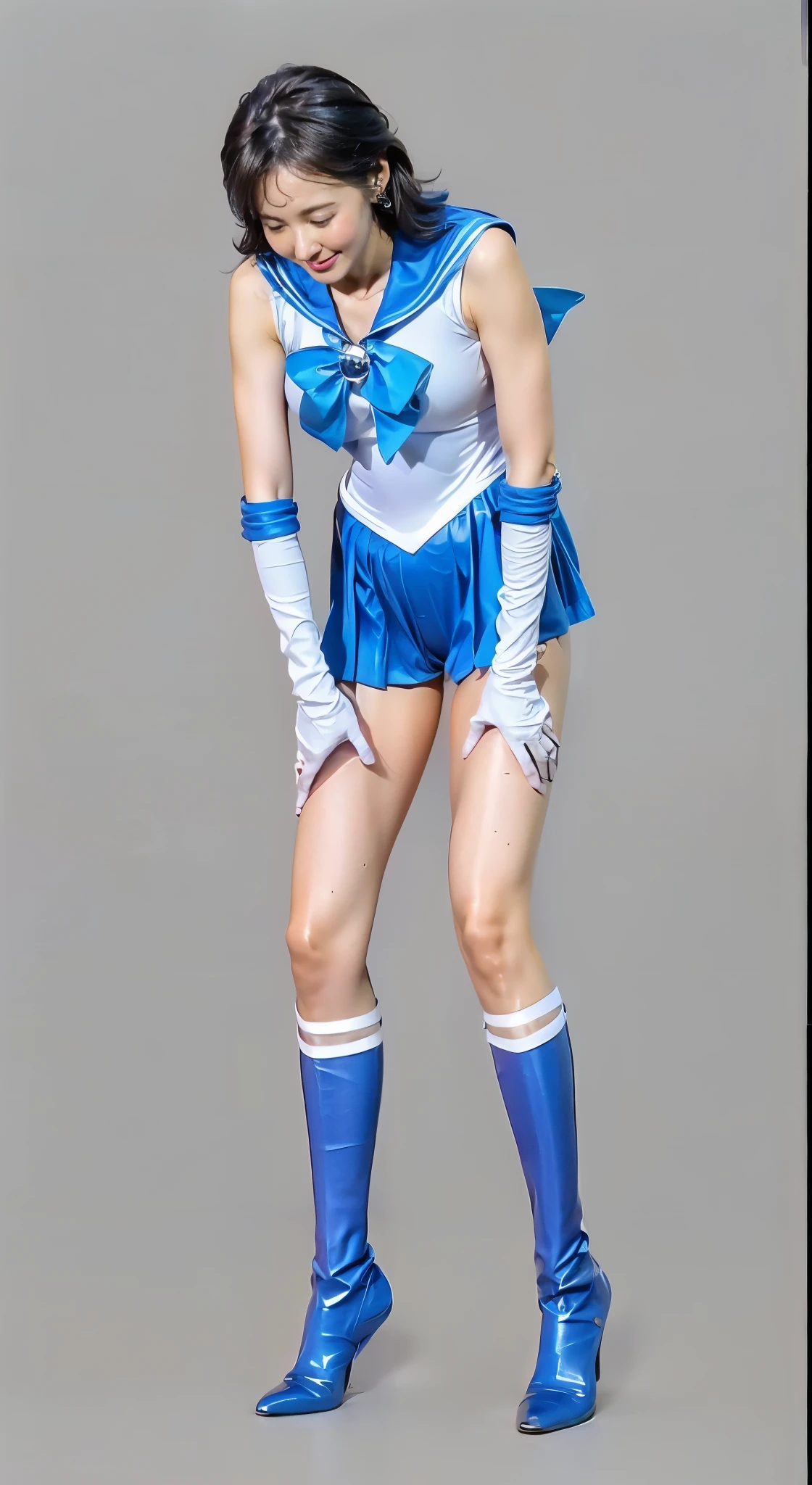 Bloody、((Painful look))、It's over、defeat、Turning a blind eye、Bishoujo Warrior、((Sailor Senshi Uniform))、​masterpiece, top-quality, hight resolution, Mer1, tiarra, Sailor Senshi Uniform, 12year old,Sailor Mercury:1.3,Ami Mizuno,a blue skirt, Blue sailor color, tiarra, the bow, knee boots:1.3, a choker, white glove, Blue choker, elbowgloves:1.3, jewely, 耳Nipple Ring, pleatedskirt, Raise:1.5,Very short skirt:1.5、Show panties:1.5,