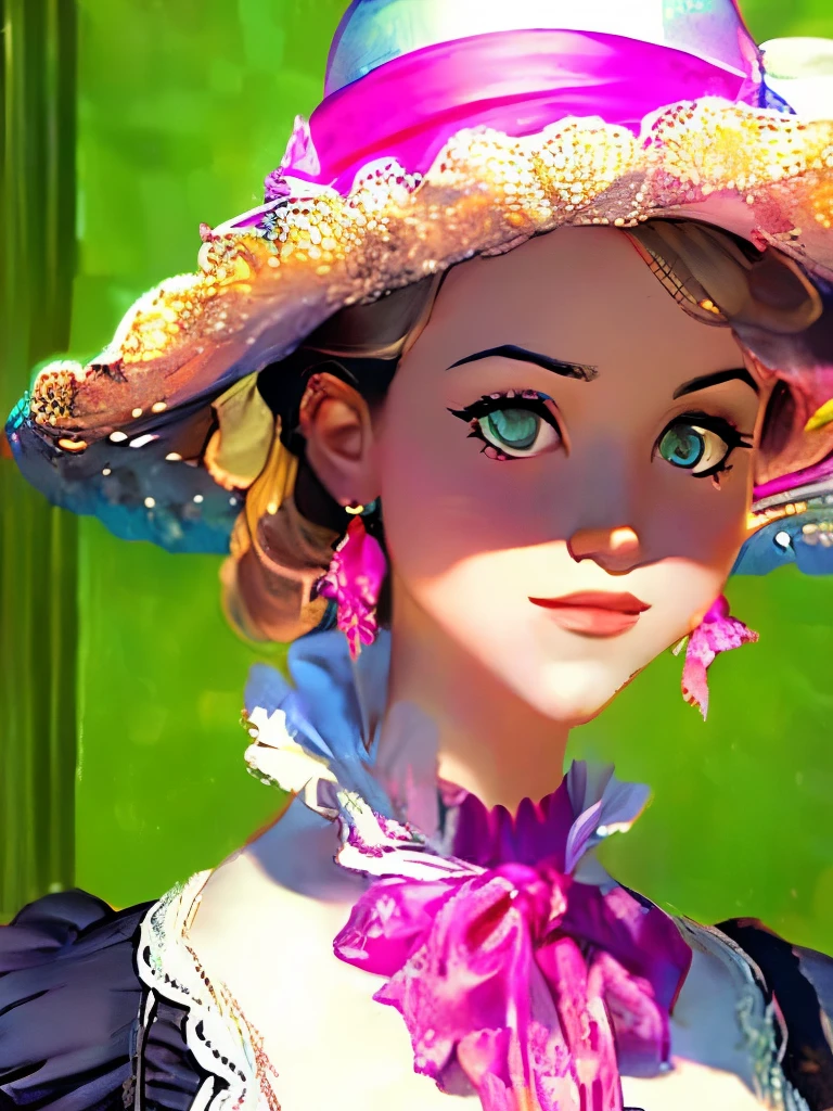 a close up of a woman wearing a pink hat and gloves, a colorized photo by Mark Arian, flickr, rococo, a beautiful victorian woman, victorian lady, in victorian aristocrat, victorian style, beautiful feminine face, very beautiful portrait, beautiful portrait, victorian era, fantasy victorian art, victorian setting, victorian age, romanticism portrait, gorgeous portrait, beautiful princess