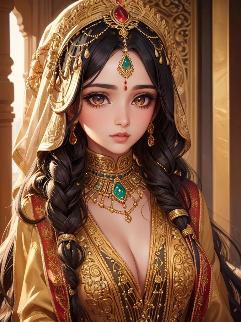 a beautiful woman with detailed facial features, wearing a green printed saree, gold jhumka earrings, seductive pose, wavy silky hair, perfect hourglass body, white skin, blue eyes, makeup, tattoo, (best quality,4k,8k,highres,masterpiece:1.2),ultra-detailed,(realistic,photorealistic,photo-realistic:1.37),detailed eyes,detailed lips,extremely detailed face,longeyelashes,average breasts,perfect body,vivid colors,detailed jewelry,
Glossy lipstick 