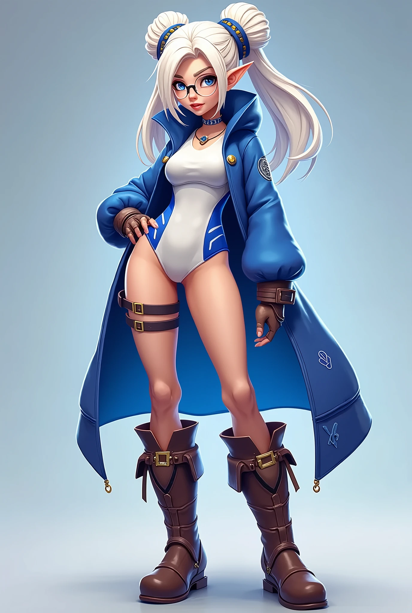 exposed ,Exposed genitals,Gorgeous coat,Clothes open,Detailed details,超高分辨率,Artoria Pendragon,black sock,Kizi ,White hair,queen,