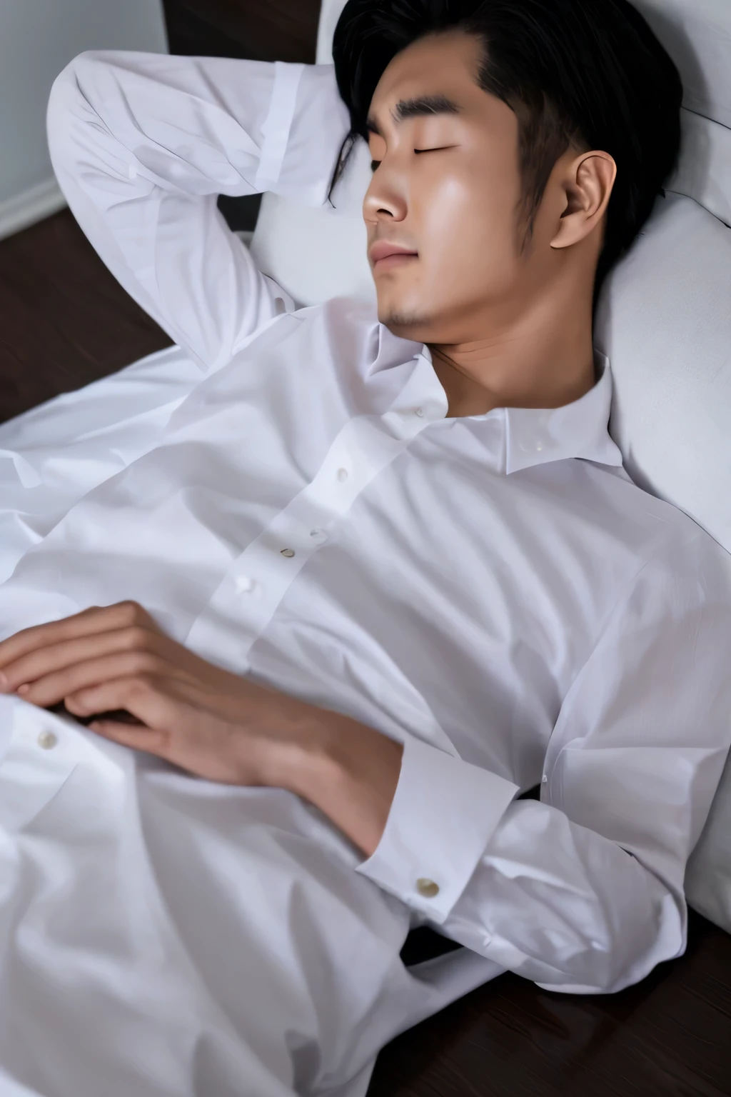 Sleeping man　　White shirt　Korean Man