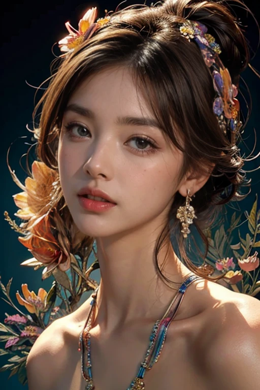 woman, beautiful face, perfection face,  Full black hair, pale white skin, 小さなsmile, sexy, perfection, Face zoom in, Take a photo with your face close to a pure white wall, 最high quality, be familiar with, Canon EOS 80D Photo, Tall face, indoor, 

(最high quality, masterpiece, official art, beautiful and aesthetic:1.2), 1 girl, blonde, (hair ornaments, earrings, flowers hair ornaments), Upper body, dynamic pose, looking at the viewer, particle, Wind, flower, complex background, very be familiar with, (fractal art:1.2), colorful, (tangled:1.2), (abstract background:1.5), (lots of colors:1.4), pixelated fragment, Data corruption, colorful noise, visual chaos, modern aesthetics,128,000人のwomanモデル, huge breasts, eye, ((random short hairstyles)), High resolution, Upper body, no background, studio lightning, ((High resolution, one beautiful young woman,latex （soft saturation：1.3）, （Fair skin：1.2）, wearing red clothes, 85mm lens,f/8.0, Background Gal, brown hair,　Generate hyper realistic image of a beauty portrait where shadows play a crucial role in sculpting the woman's features. Experiment with dramatic lighting、Creates interesting shadows that highlight the contours of your face。。。。. masterpiece, high quality realistic photo, realistic raw photo, high quality, 8k, cinematic lighting, high contrast, bright colors, (be familiar withな顔:1.2),portrait of a very big breasts beautiful Inran_Japanese German_beauty, very bright backlight, wear (princess dress made of ((blue flower petals)):1.3),(transcendent beauty of a flower princess:1.3), break, perfection face,perfection eyes,HD be familiar with,{beautiful and be familiar with eyes},advanced be familiar with,sharp focus,studio photography,hd makeup,Glitter makeup,celebrity makeup, (( center image)), (HD rendering), calm expression, natural soft light, Windになびく髪, delicate features, dull bangs, mahogany sheer salon hair, big breasts, full bust, huge breasts,big breasts,round chest, hourglass body, break, magic, magical, fantasy, (bright colorsとりどりのflowerの丘に囲まれた:1.2), (Bathed in a warm and magical glow:1.1), smile