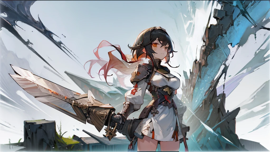 anime girl with sword and armor standing in front of a dragon, by Shitao, from arknights, trending on artstation pixiv, top rated on pixiv, guweiz on pixiv artstation, guweiz on artstation pixiv, from girls frontline, seductive anime girl, by Yang J, clean detailed anime art, pixiv daily ranking