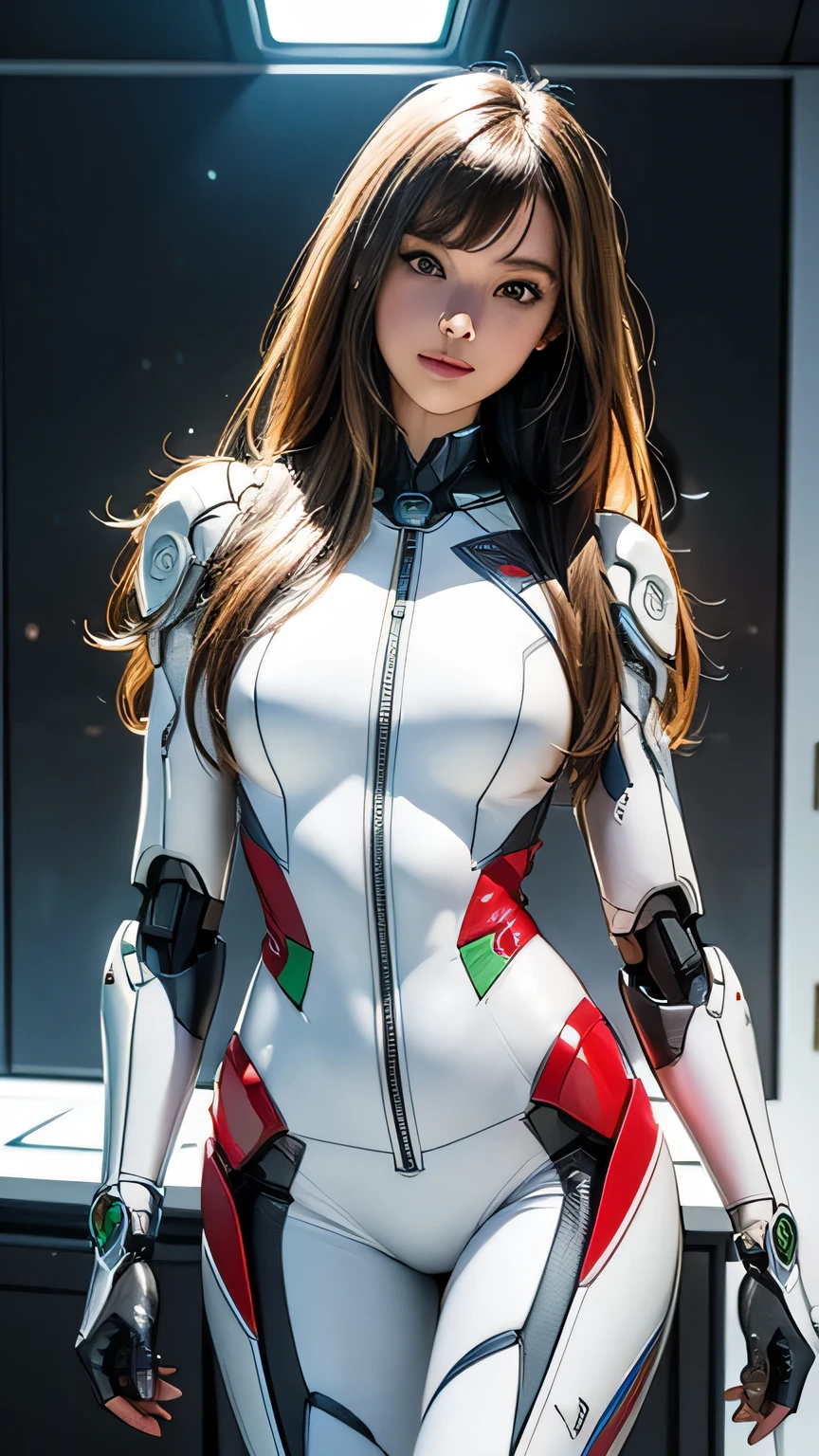 (realistic: 1.3) (original: 1.2), masterpiece, best quality, (((beautiful clean face))), fullbody, ((robot girl, mecha)), broken armor, mechanical halo, mechanical arms, white hair, long hair, ceramic body, thigh gap, small breast, cyber background, extreme detailed city, EVA 02,Souryuu Asuka Lanley,(translucent body, reflection skin), 8k, best quality, ultra detailed, (hyperrealistic:1.4),