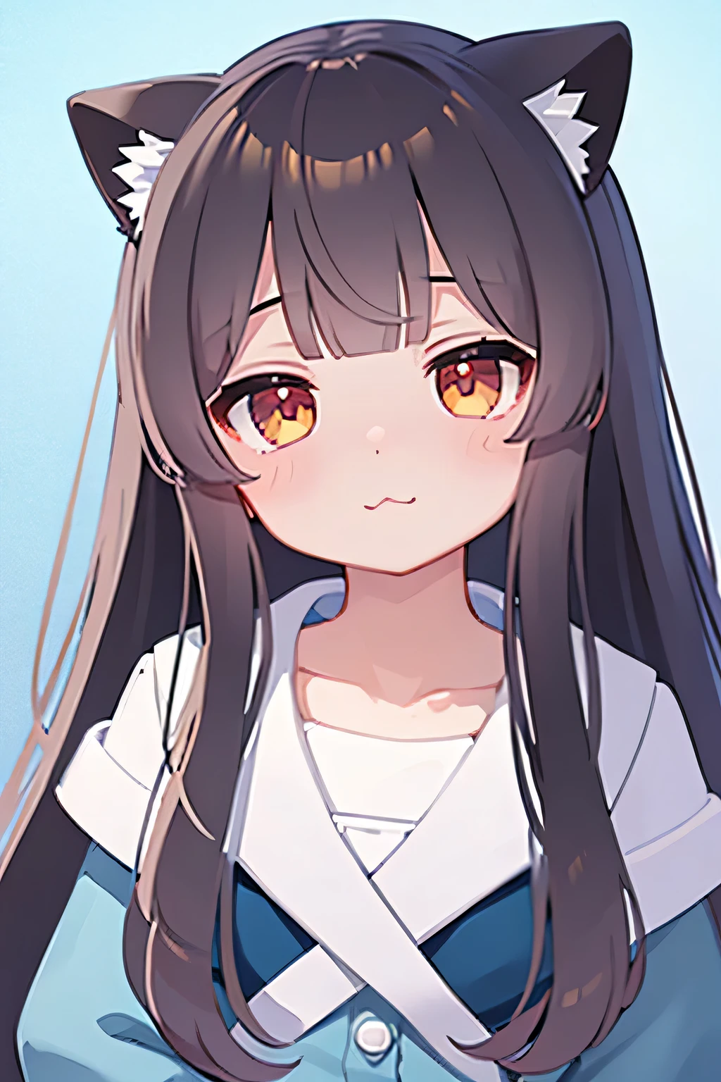 (masterpiece, best quality, ultra high res, beautiful detailed hair detailed face, perfect feminine face), sticker templates, chibi, anime girl with brown eyes staring at something, cute cerulean eyes, anime shading), with huge luminous happy eyes, neko mimi, ambient occlusion:3, anime stylized, anime shading, stylized anime, desaturated!!, ambient reflective occlusion, by sakimichan and george kamitani, WLOP, Aztodio, Taejune Kim, Pixiv, Instagram, Artstation, sharp focus