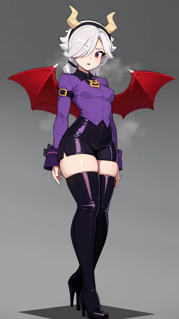 rikaph, 1girl, solo, animal ears, cape, shoulder armor, leotard, elbow gloves, fingerless gloves, (thigh boots:1.1), , smile, space, armor, open mouth, white cape, :d, staning, breastplate, floating hair, retro artstyle, 1990s \(style\) , house, huge breast, curvy, full body, face to face, refsheet,