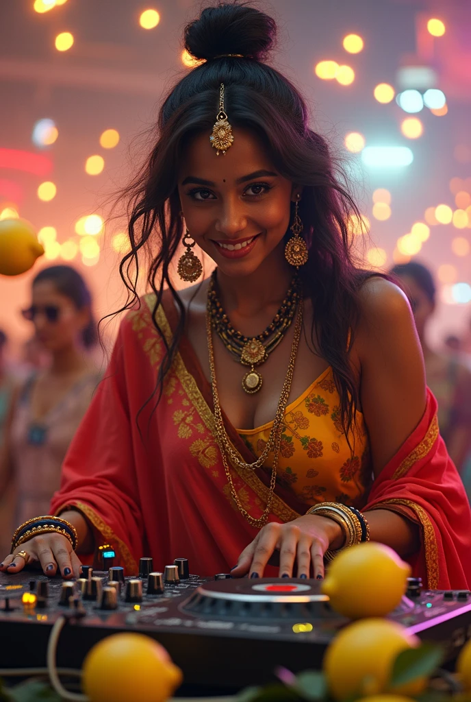 Default_A_mesmerizing_Indian_female_DJ_with_a_radiant_goldenbr_2