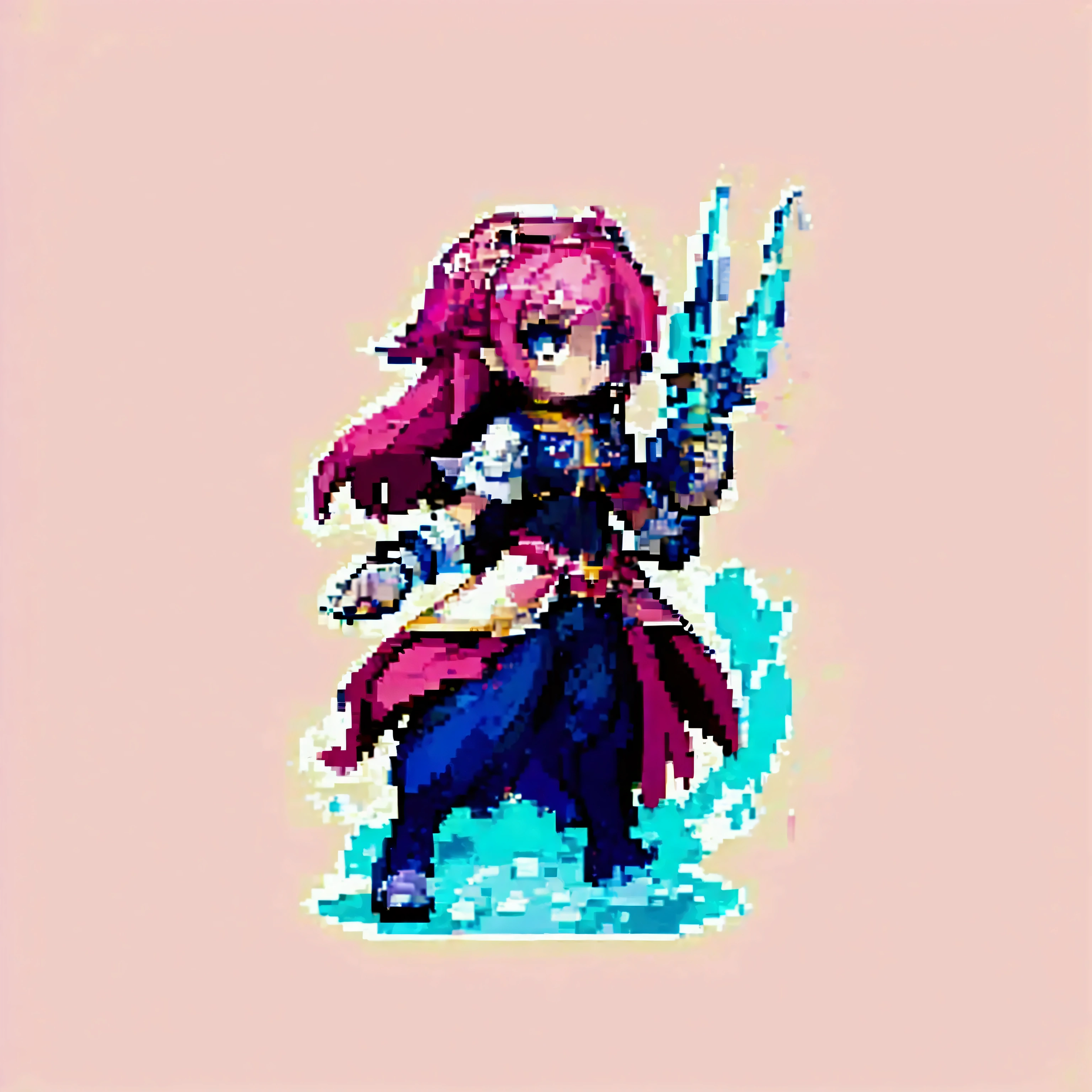 masterpiece , best quality , pixel art , nsfw , 1 girl , solo , fantasy clothes , upper body , white background , heroine , deformed , junior , sexy , chibi , Highly Exposed , angel , pink clothes , bbw