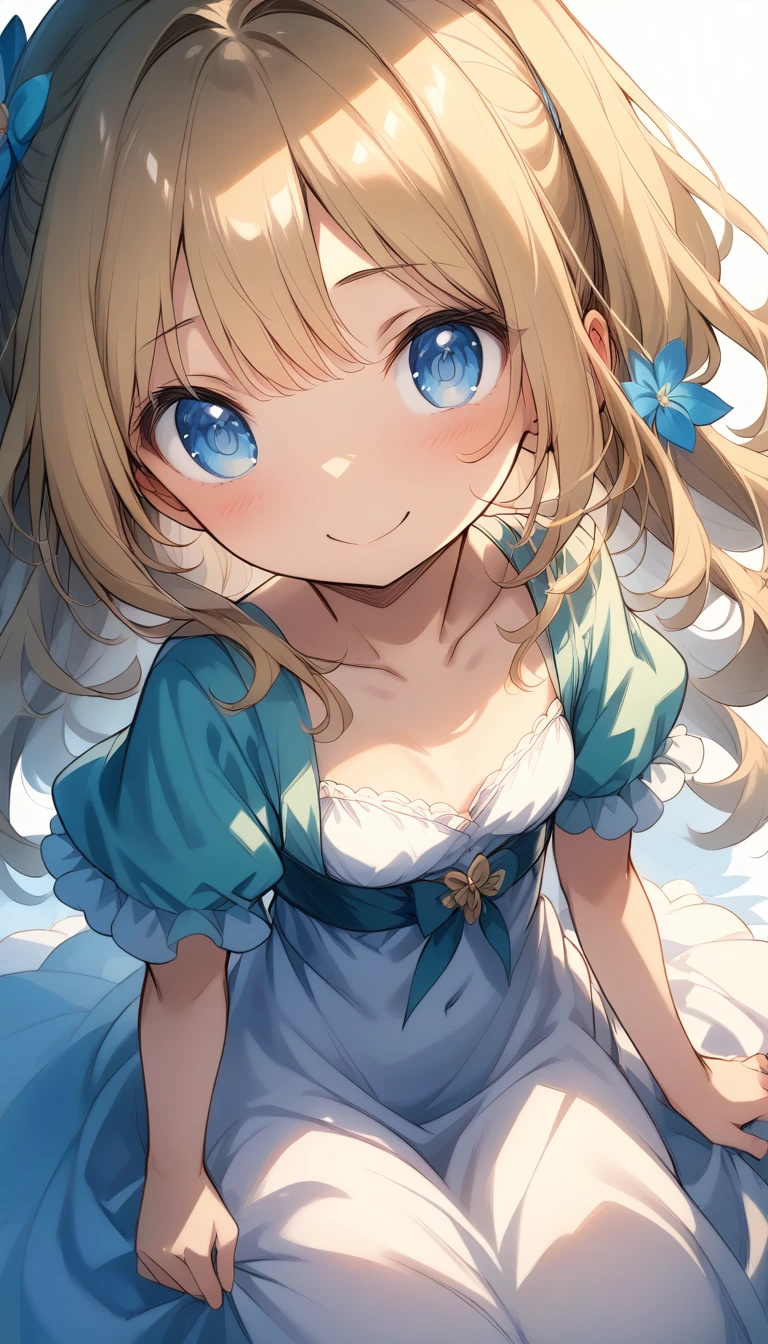 Beautiful attractive girl、 (((Ultra-high resolution、Ultra HD、Ultra high definition、Highest Settings、８k、)))、(((Small breasts)))、clear、Zoom in on face、４k、((A delicate and intricate beige knit dress))、(CG Art)、(((walk)))、A sunny, bright park、Shiny beautiful hair、Focus、Beautiful blue eye detailed、Beautiful clean skin、High angle、Happy expression、