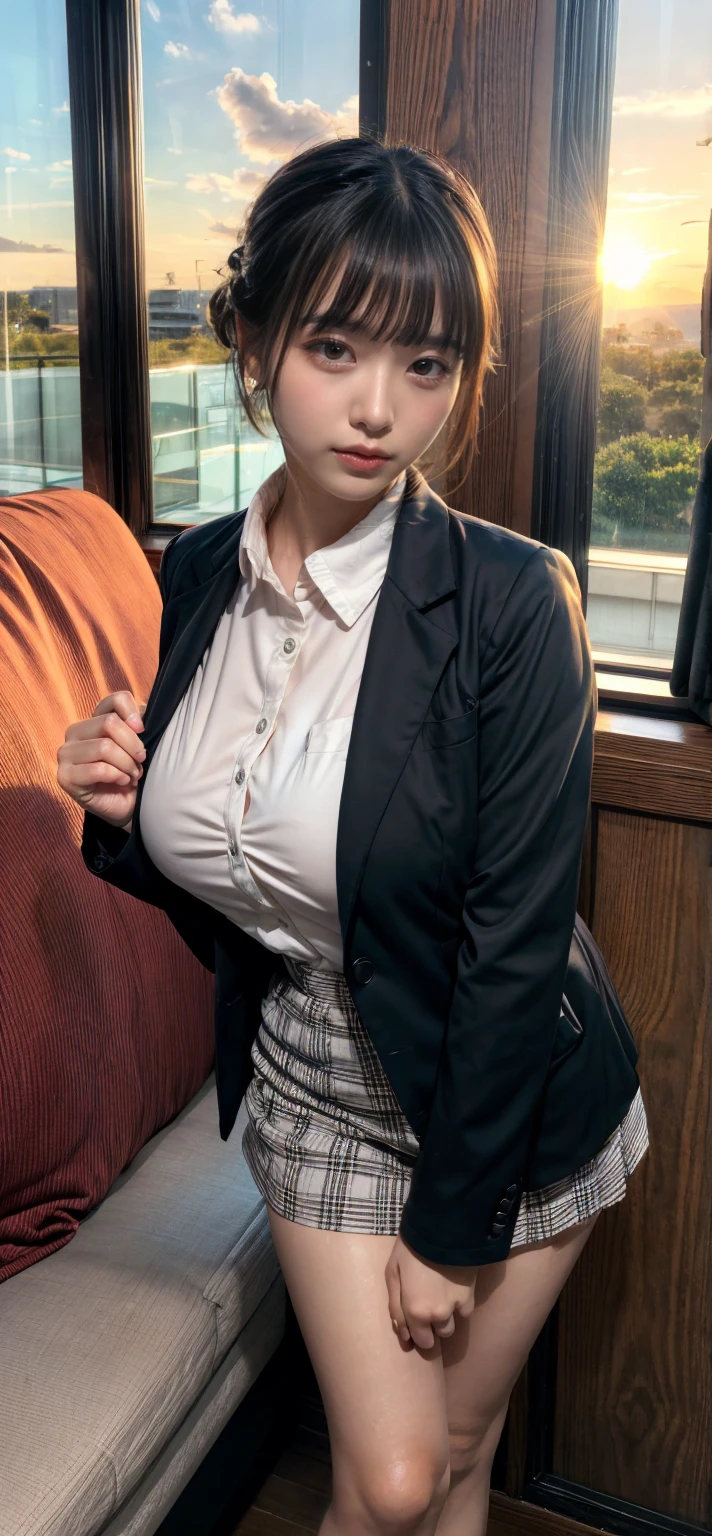 8k, RAW photos, ((Very cute slender À la Fed Asian schoolgirl in a short skirt and bow tie, hugged by a businessman in the back, on a crowded train)), (((Big: 1.1, Saggy breasts: 1.3)))), ((Wearing a white plummeted open shirt: 1.5)), (Low angle shot), (Very detailed skin: 1.2), (Exposure: 1.5), (Exposed breasts: 1.5), (Exposed crotch: 1.5), (Japan uniforms), (Wearing Japan uniforms), (Wearing Japan uniforms), (Surreal schoolgirls), (Dressed as schoolgirls, Surreal schoolgirls), Realistic schoolgirls, Girls in uniform, Schoolgirl poses, Full body, Lovely skin, Glowing skin, Lovely thighs, Glowing thighs, Glowing legs, (Beautiful little face, Beautiful brown eyes, beautiful girl with brown hair, white skin, huge soft breasts and beautiful abs, pubic hair), various poses, ultra-detailed face, detailed eyes, (((no close-up)), (((in a crowded train)).