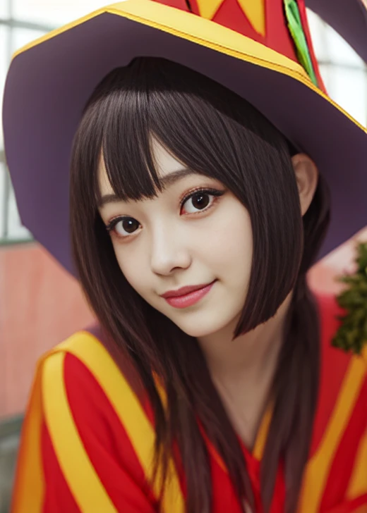 live-action:1.5、anime「Blessings to this wonderful world」Works inspired by、One Girl, solo, Megumin Cosplay:1.4, Shooting in the grassland, smile,Best Quality、shape、非常にdetailed、High resolution、8K wallpaper、完璧なダイナミックな構shape、Natural color lip, Random sexy poses,(Best Quality:1.3)、(masterpiece:1.3)、(One Girl:1.1)、(detailed、 Shiny skin:1.1)、Healthy thighs are beautiful,((Best Quality, 8,000 people, masterpiece: 1.3)), (Skin Radiance:1.3), 非常にdetailed顔と肌の質感,  double eyelid,Lots of eyelashes、Healthy Breasts:1.3, (Perfect hands, Perfect Anatomy),Age 25,Looking at the camera,Portrait Photography,whole body,Standing posture