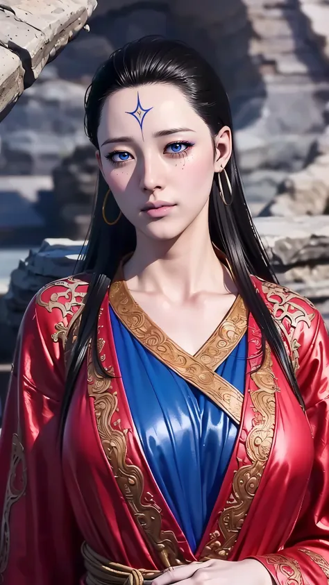 (（（figure，御姐figure，,fair skin,（（（blue bikini，white shawl）））,(（（black myth: wukong - kang jinlong，forehead mark，blue marks on the...