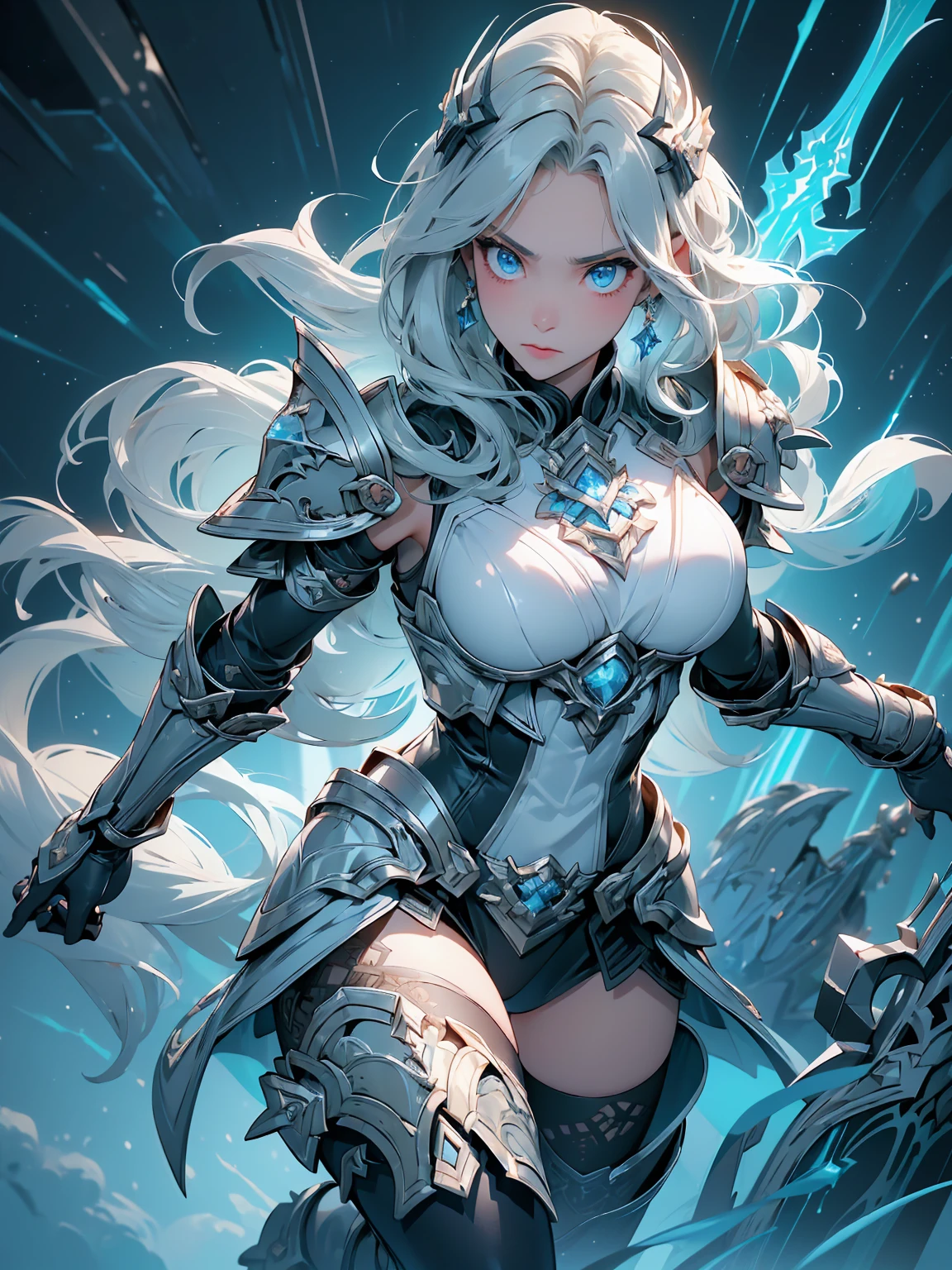1_girl, solo, full body portrait of a woman in a silver and blue bikini, chengwei pan on artstation, by Yang J, detailed fantasy art, stunning character art, fanart best artstation, epic exquisite character art, beautiful armor, extremely detailed artgerm, detailed digital anime art, artgerm on artstation pixiv, armor silver bikini girl,