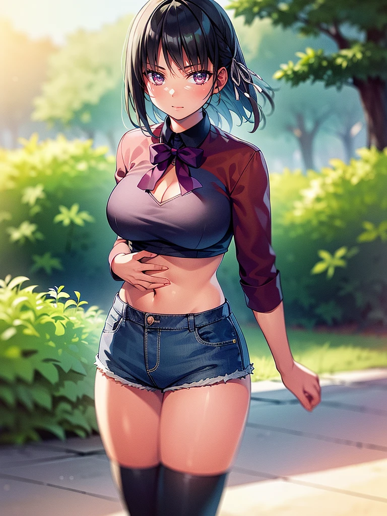 cyclist in the park, Loose Clothes, nipple leaked, leaked panties, exposed chest